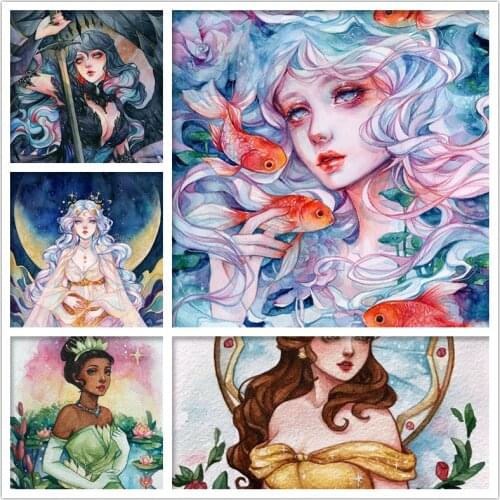 Diamond painting girl flower full square diamond/round diamond embroidery cartoon princess DIY handmade mosaic home living room