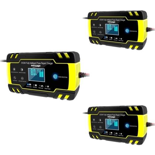 Anhtczyx Full Automatic Smart Battery Charger 12/24V 8A Pulse Repair Charger with LCD Digital Display Power Chargers