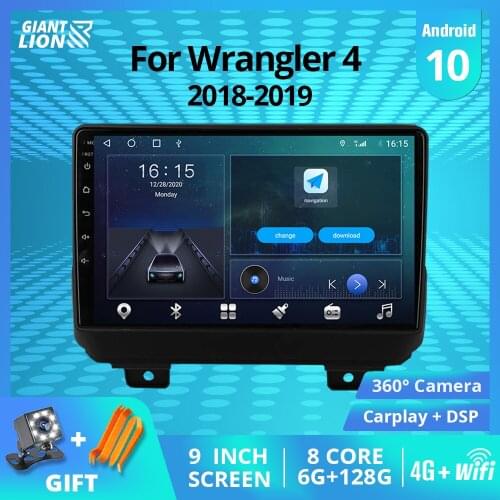 Tiebro 2 Din Car Radio For Jeep Wrangler 4 JL 2018 2019 Carplay Car Stereo Android10.0 6G+128G NO 2DIN DVD Bluetooth Player IGO