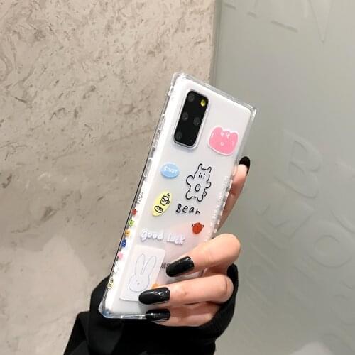 The side pattern is suitable for Samsung S21 s20fe s10plus S20 ultra mobile phone case note20 10pro square transparent soft case