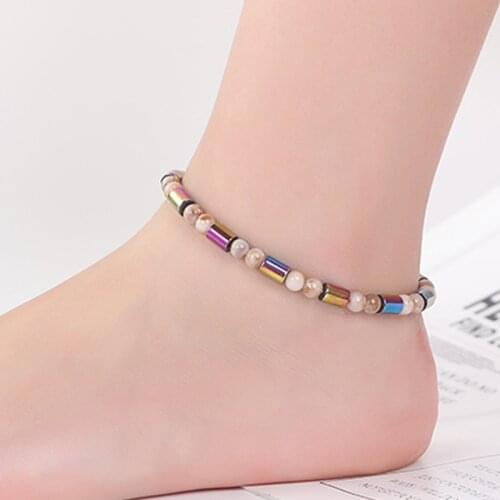 Magnet Anklet Colorful Stone Eight Loss Magnetic Therapy Bracelet Weight Loss Product Slimming Health Ankle Bracelets for Women