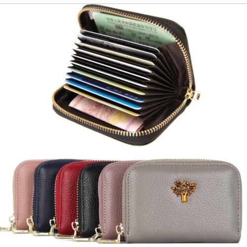 High Quality First-tier Cowhide Leather REID Bank And Bus Card Wallet Cover Case Identity Card Bag Box Girls Birthday Gift