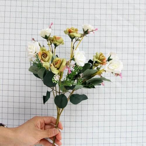 1pc Rose Artificial Silk Flowers Bouquet for Home Table Ornaments Wedding Party Decoration Fake Flowers