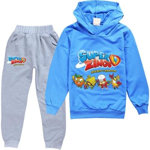 Super Zings 4 Print Kids Hoodies + Pants Suit Boys Girls Sweatshirts 2pcs/sets Jogging Pant Childrens Set Superzings Clothing