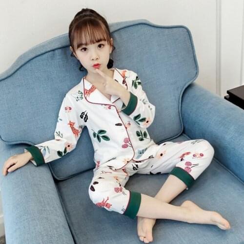 Girl home service suit Girl long sleeve air conditioning suit Girls fashion print pajamas set Girl pajamas set