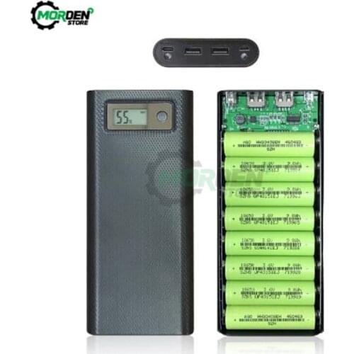 Dual USB 8x18650 Battery Box Power Bank Charger Holder Plastic Shell Case DIY Kit 18650 Cell LCD Display USB Port