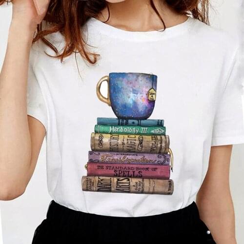 2020 New T-shirt for Women Studious Books Top Female T Shirts Harajuku Princess with Books Graphic Print Ladies Clothes