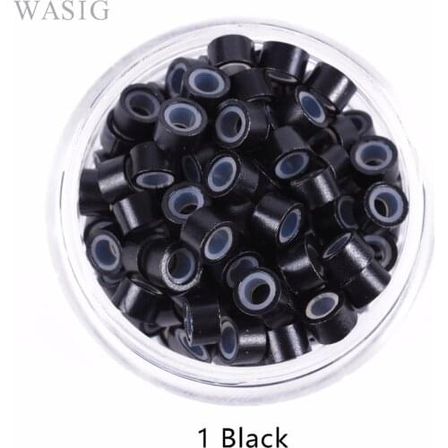 1000 Pcs 1# Black 4.5mm*2.5mm*3mm Silicone Micro Ring/Link/Bead Hair Extensions Tools 7 Colors Optional
