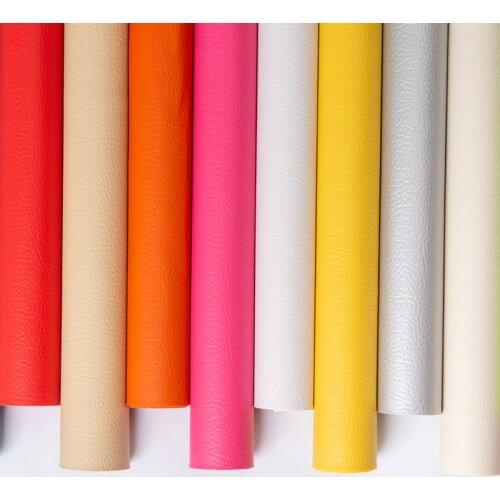 Litchi PU Leatherette Faux Leather Fabric Synthetic For Sewing Bow Bag Brooches Sofa Car DIY Material 50X140CM Sheets