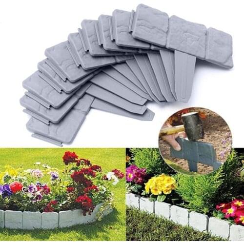5/10/20 Pcs Imitation Stone Effect Lawn Fence Gardening Edging Interlock Flower Bed Border Plant Bordering Grass Edge