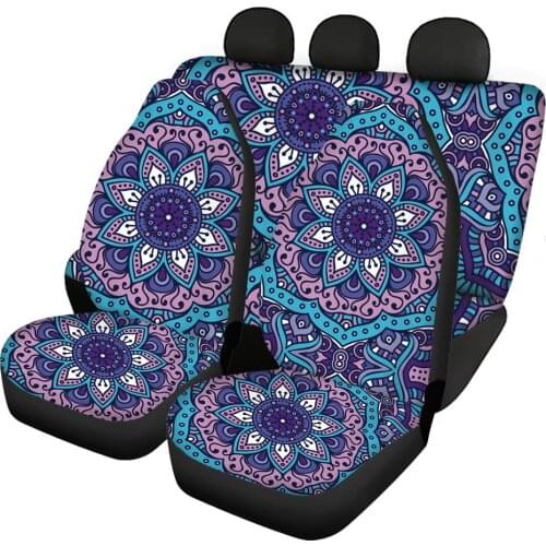 HUGSIDEA Car Seat Coer Set Soft Durable Auto Interior Accessories Manda Floral Print Fashion SUV Truck Vans Seat Pads Universal