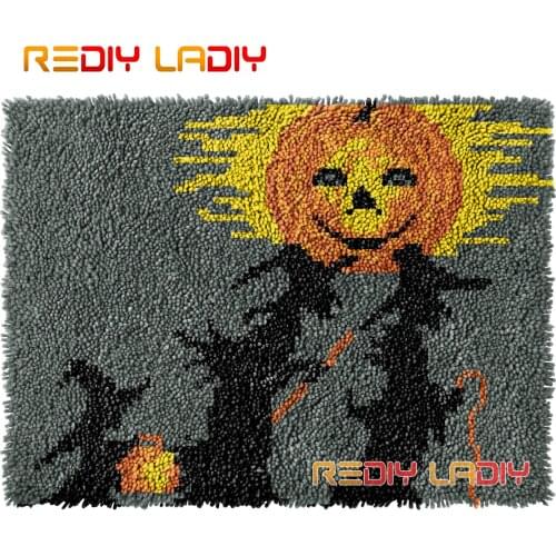 Latch Hook Rug Halloween Crocheting Wall Tapestry Kits DIY Carpet Rug Chunky Yarn Needlework Knitted Floor Mat Hobby & Crafts