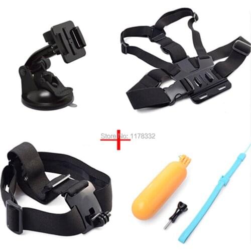 Mount 4 in 1 Kit Floating Hand Grip+Head Strap + Chest Belt Head+Suction Holder for GoPro Hero 1/2/3/3+ SJ4000 /SJ5000 Camera