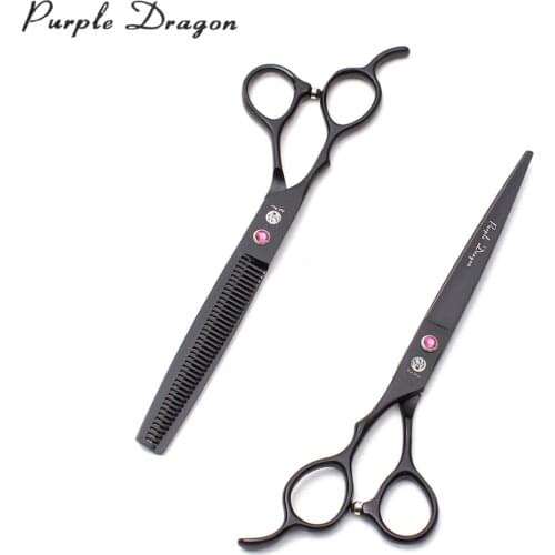 Left-Hand 5.5" 6" 7.0" Black Stainless Cat Dog Grooming Scissors Straight Shears Thinning Shears Professional Pet Scissors Z8001