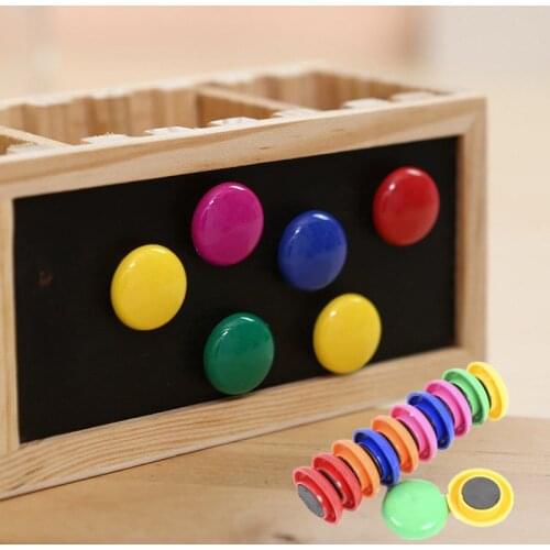 6pc 30mm Round Writing Board Magnet Plastic Kids Gifts Colorful Magnets for Refrigerators Home School Decoration Display Holder