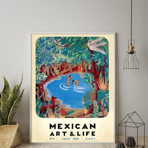 Mexican Art and Life Poster Bathing Pool Mexico Magazine Print Posters And Pictures On The Wall Abstract Decorative Home Decor