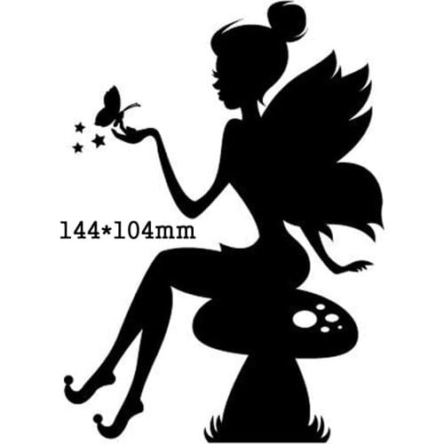 Metal Steel Cutting Die Fairy Girl Sit Mushroom Craft Die Cuts Stencils for DIY Scrapbooking-photo album Decorative Paper Cards