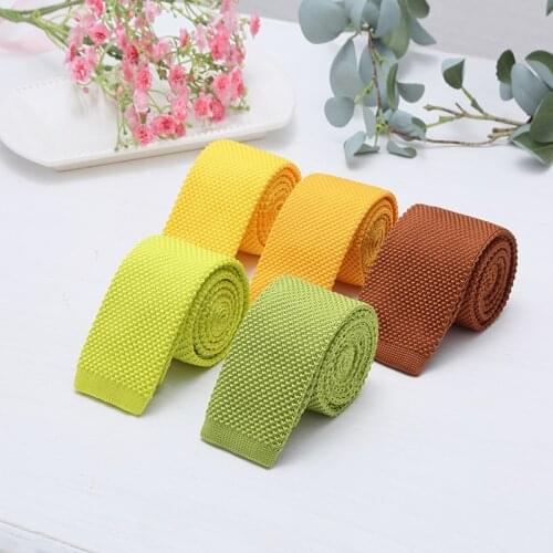 Fashion 5cm Knit Skinny Tie Green Red Colorful Solid Slim Neck Ties For Men Casual Business Woven Necktie Narrow Accessories