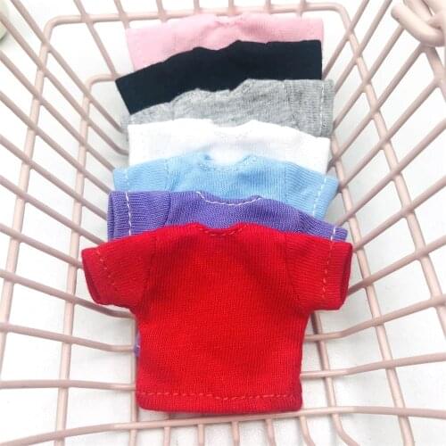 1PCS Pure Color Short T-Shirt White/Black/Red/Pink Shirt for OB11 1/12 BJD Dolls Clothes Accessories