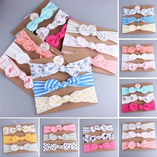 New 3PCS Childrens Elastic Hairband Toddler Kid Head Band Girl Boy Flower Print Bowknot Headbands Hair Accessories Gifts