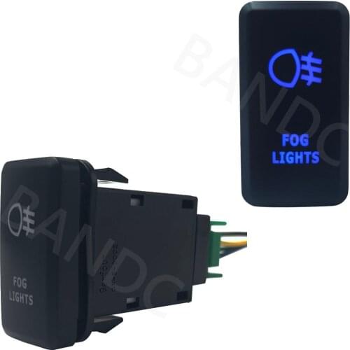 BLUE Led Lamp, FOG LIGHTS 3Amp 12V ON OFF SPST Push Button Switch with Jumper Wires for Toyota Hilux KUN26R, Auto Replacement