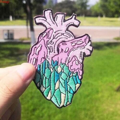 Pulaqi Iron On Red Heart Patches Wave Stripes Van Gogh Embroidered Patches For Clothing Stickers For Clothes Hippie Applique DIY