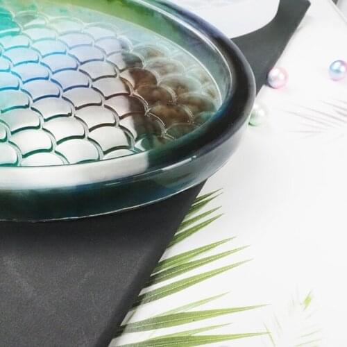 R58E Fish Scale Tray Epoxy Resin Mold Plate Dish Silicone Mould DIY Crafts Casting Tools