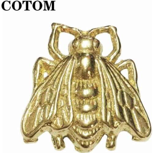 Gold Bee Handle Solid Brass Drawer Knobs Cupboard Door Handles Single Hole Cabinet Handles with screws Furniture Handles