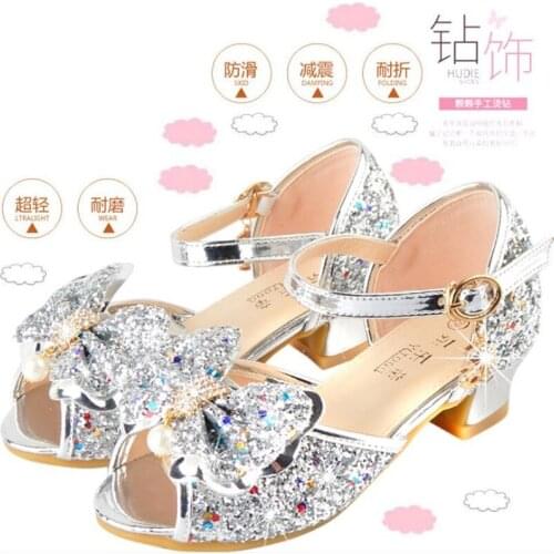 Girls sandals heels Disney2021 summer new fish mouth princess princess shoes children slipper shoes