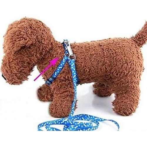 Dog Harness Pet Puppy Dog Adjustable Bone Print Chest Strap Walking Harness Collar Leash Walking Chihuahua Terier Schnauzer
