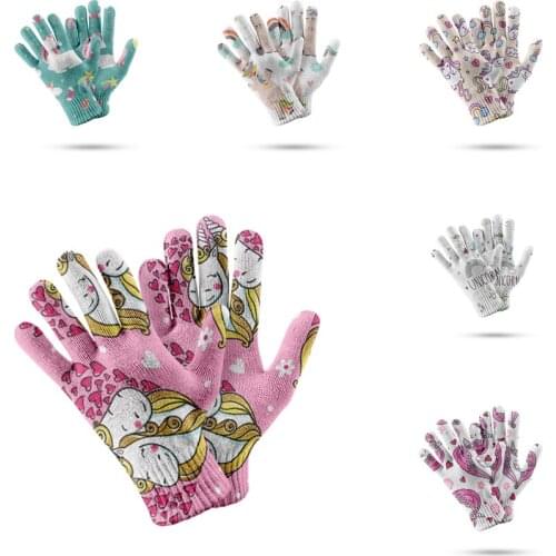 Lovely Ladies Pink Casual Glove Women Winter Warm 3d Print Knitted Mitten Touch Screen Skiing Compression Non-Slip Gloves