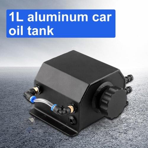 1 Liter Vehicle Oil Tank Reservoir with Drain Plug Universal Aluminum Oil Catch Can Car Engine Oil Gas Separator Ventilating Pot