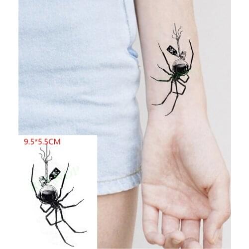 Waterproof Temporary Tattoo Sticker Skeleton Spider Insect Black Animal Bottle Body Art Flash Tattoo Fake Tattoo for Women Men