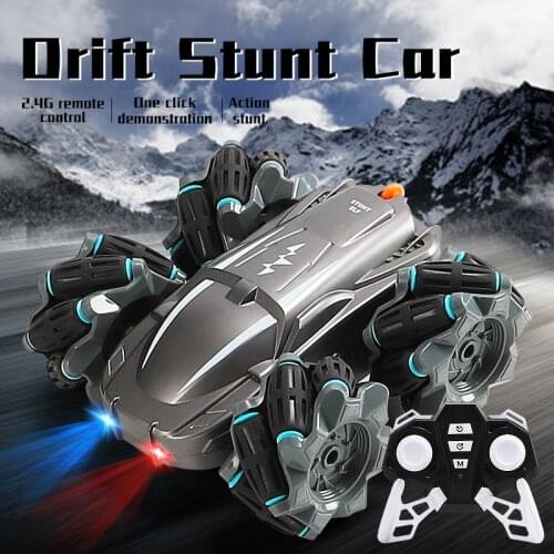 360° Rotating Remote Control RC Car 4WD 2.4G Drift Stunt Car High Speed Climbing Off-road Racing elves LED Lights Toy Kids Gift