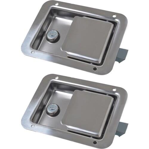 Truck RV Toolbox Lock Trailer Door Handle Latch Paddle Silver Thick Lock Tongue Antirust Treatment 2 Keys 304 Stainless Steel