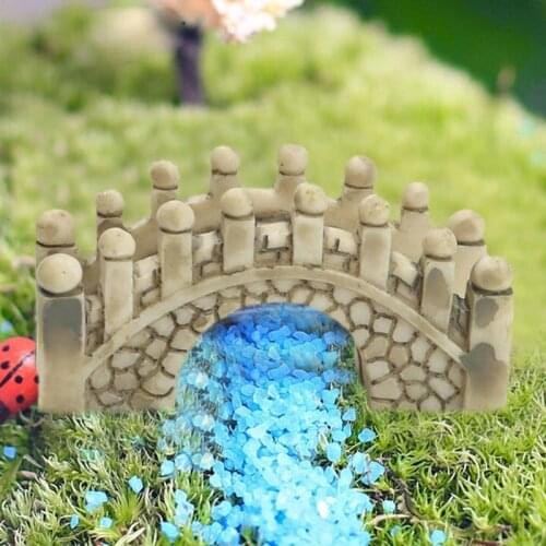 1 Pcs Cute Landscape Ornaments Bonsai Natural Resin Decor Home Garden Decoration Small Arch Bridge Model