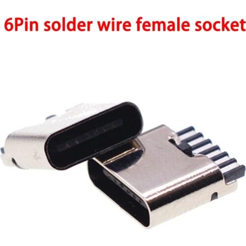10pc 20pc Mini Micro 6 Pin solder wire female USB connector jack Charging port socket power For Lenovo Sony HUAWEI phone tablet