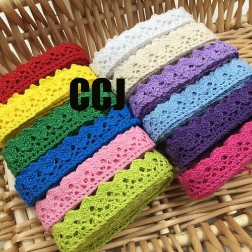 10yards Bilateral colored 100%pure cotton cotton cloth Cotton thread lace curtains sofa accessories diy handmade lace 15mm width