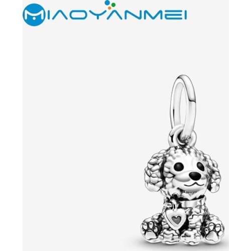 2020 Spring New 925 Sterling Silver Beads Poodle Puppy Dog Dangle Charm fit Original Pandora Bracelets Women Fashion DIY Jewelry