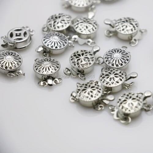 10PCS 12mm 2Rows Reticulation Clasp Snap Button Metal Hardware Girl Accessory Silver-plate For Necklace Bracelet Machining Parts