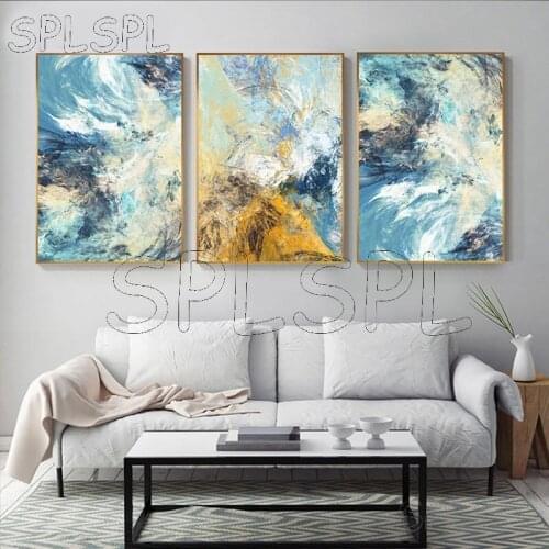 Abstract Secret Mess Color Wall Art Picture Blue Yellow White Lines Canvas Painting For Living Room Nordic Decor Fashion Poster