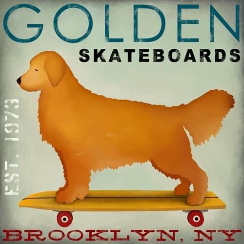 Free shipping modern cartoon dog skateboards oil painting canvas painting prints printed on canvas wall art decoration picture