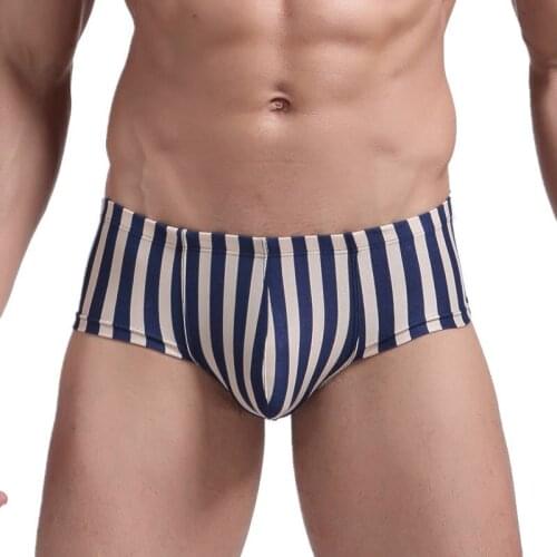 Mens Striped Boxers Cotton Underwear Bulge Pouch Boxer Shorts Trunks Designed Males Mid-waist Stripes Underpants Bottoms New