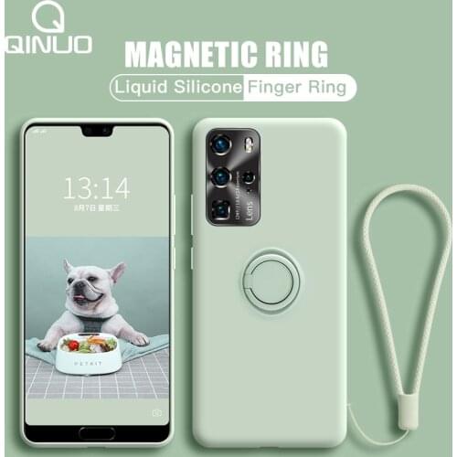 Magnetic Ring Holder Stand Case For Samsung Galaxy S21 Ultra S 21 Plus Note 20 S20 FE S10 A51 A71 A50 Liquid Silicone Soft Cover