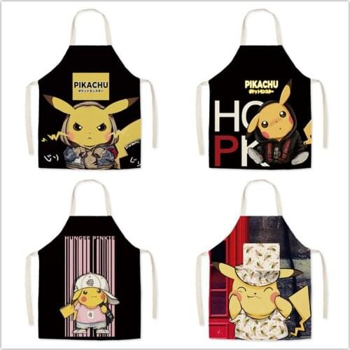 Pokemon Pikachu Cartoon Apron Child Adult Cooking Kitchen Supplies Garden Apron Black Apron Baking Accessories Apron Dress Apron