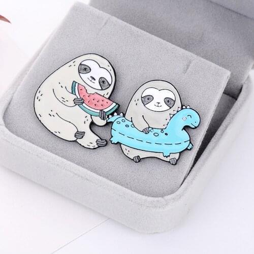 Creative Cartoon Sloth Enamel Pin Lazy Animal Cartoon Sloth Badge Brooches For Women Denim Shirt Bag Cute Jewelry Gift