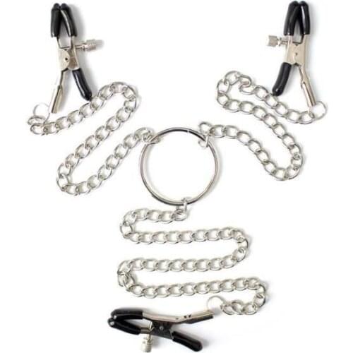 Fetish Long Chain Clitoral Clip Sex Game Nipple Clamps Stimulate , Breast Labia Clips For Women Bondage Restraint , Sex Products
