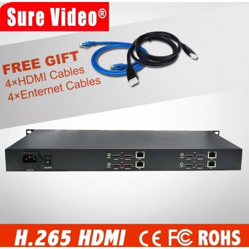 HD H.265 HEVC AVC 1U 4 Channels hdmi ip encoder for IPTV streaming to Youtube Wowza Facebook Ustream