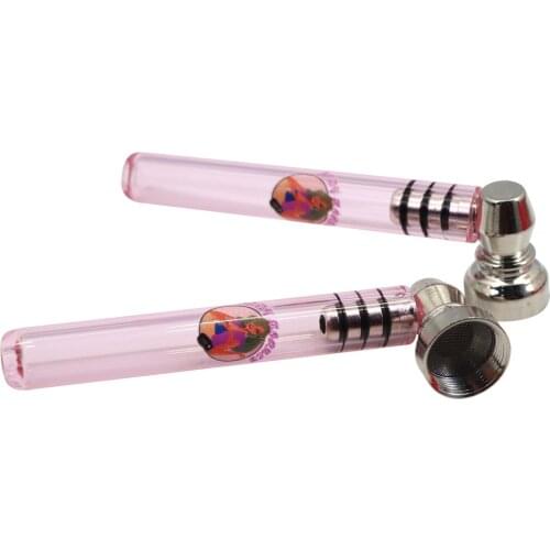 Honeypuff Premium Glass Smoke Pipe With Clear Handle 93MM Metal Bowl Metal Tobacco Hand Spoon Herb Pipes Cigarette Accessories