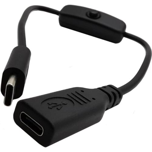 1pc 5V USB C Power Supply Cord Type C Male To Female Extension Cable on Off Switch for Raspberry Pi 4 Smartphone Tablet PC